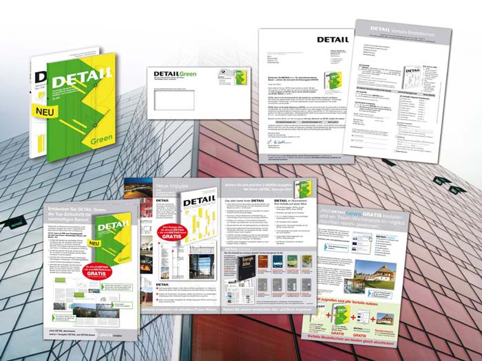 Internationales Mailing (Abo-Werbung) für Fachmagazin „Detail-Green“